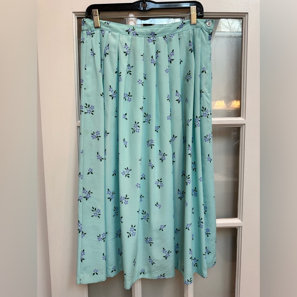 Vintage Leslie Fay Y2K Romantic Cottagecore Floral A-Line Midi Skirt Size 8 M